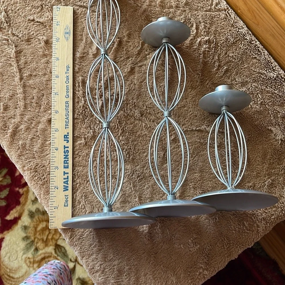 IKEA Elegant Silver 3 Candle Holder Set